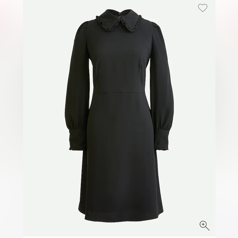 J.Crew Women's Black A-Line Long Sleeve Dress with Ruffle Collar Sz 6 AT591 A24